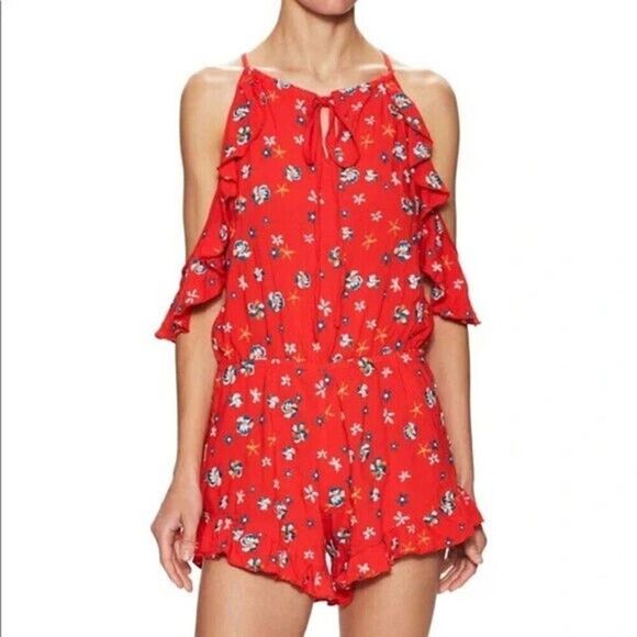 Winston White Red floral cold shoulder Romio Romper size small - Picture 3 of 10